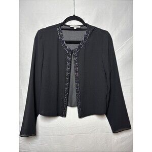 Womens SZ 12 Sheer Cardigan Blouse Intricate Bead Design